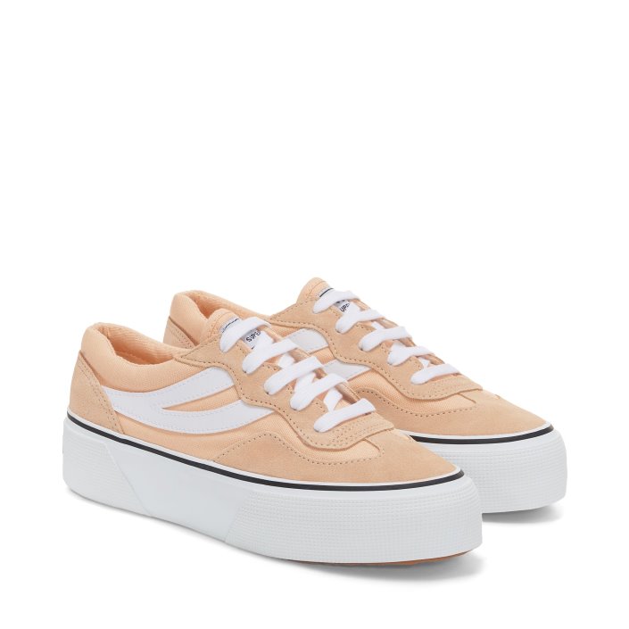 Superga Sale 3041 Revolley Colorblock Platf Pink Peach-White