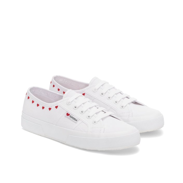 Superga 2750 Little Hearts Embroidery White-Red Heart
