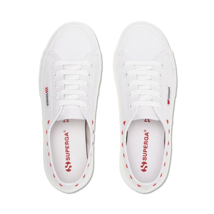 Superga 2750 Little Hearts Embroidery White-Red Heart