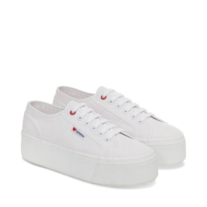 Superga 2790 Little Heart Embroidery White -Red Heart