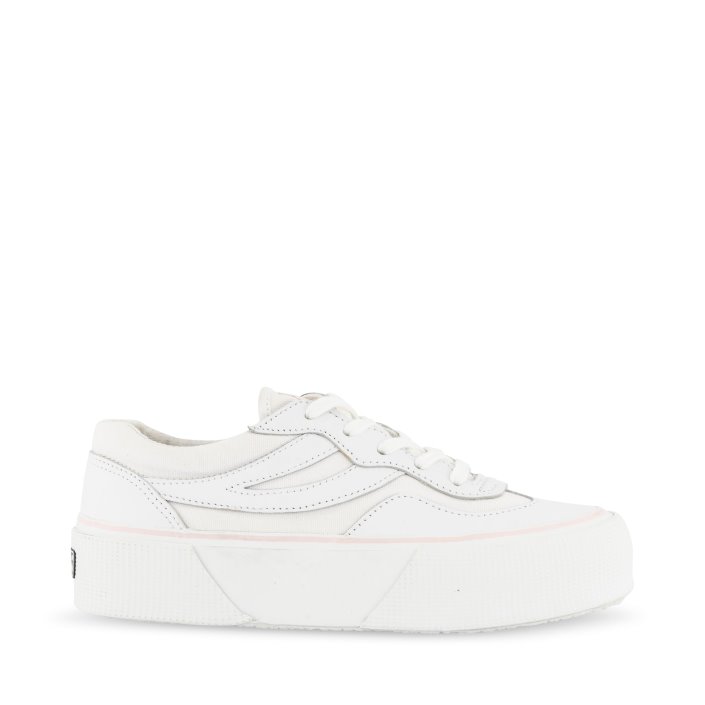 Superga Sale 3041 Revolley Leather Platform White-Pink Ish