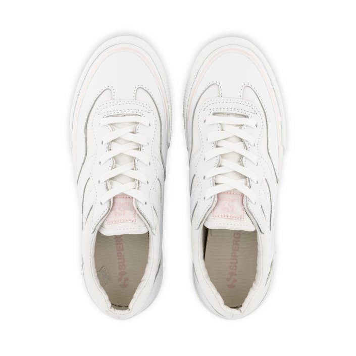 Superga Sale 3041 Revolley Leather Platform White-Pink Ish