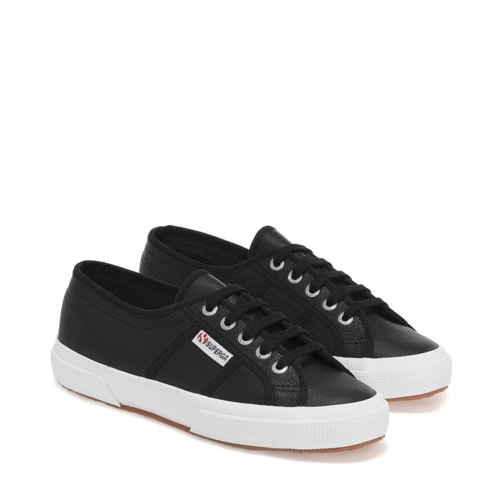 Superga Sale 2750 Tumbled Leather Black-White