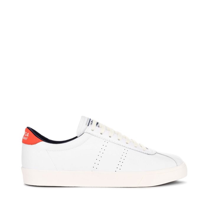 Superga Sale 2843 Club S Comfort Leather Orange Tomato-Blue Navy