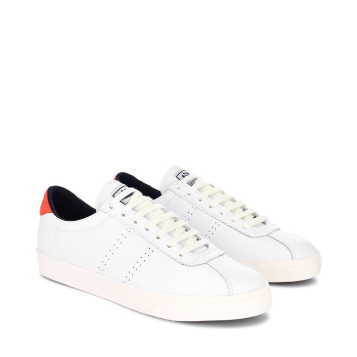 Superga Sale 2843 Club S Comfort Leather Orange Tomato-Blue Navy