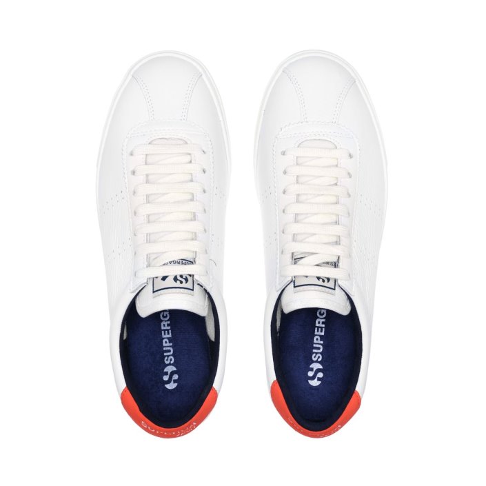 Superga Sale 2843 Club S Comfort Leather Orange Tomato-Blue Navy