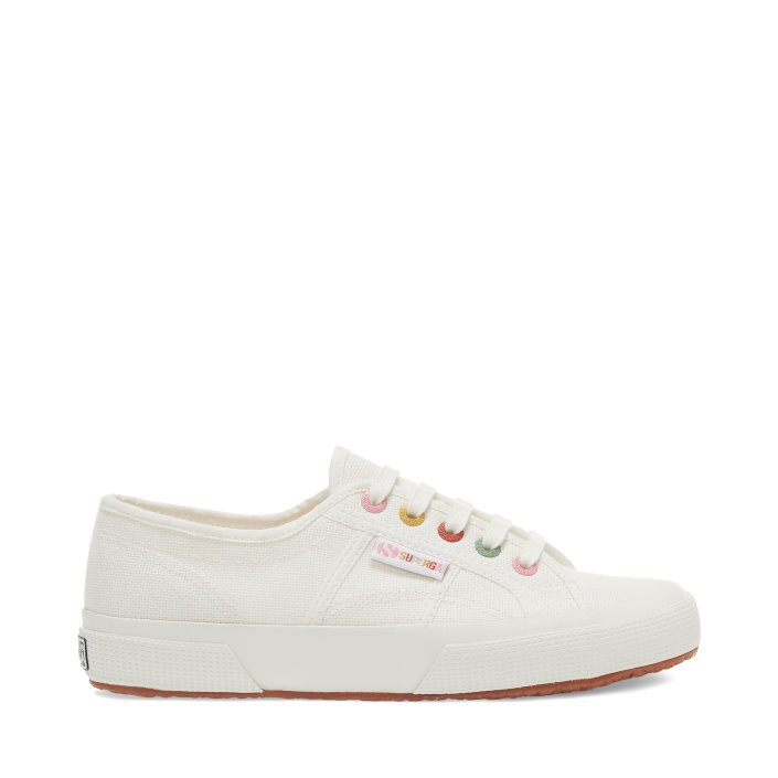 Superga Sale 2750 Rainbow Details White-Groovy Eyelets