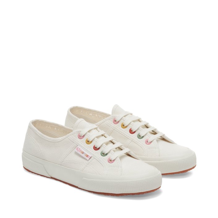 Superga Sale 2750 Rainbow Details White-Groovy Eyelets
