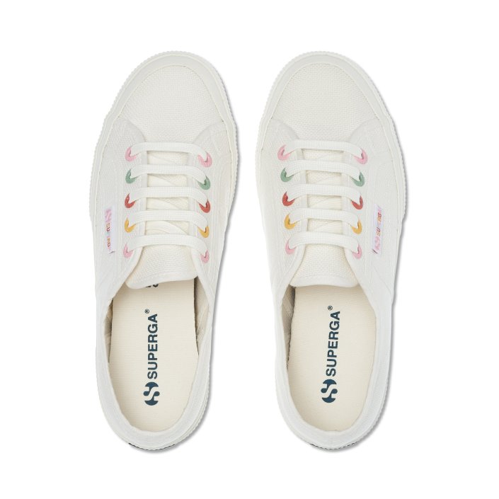 Superga Sale 2750 Rainbow Details White-Groovy Eyelets