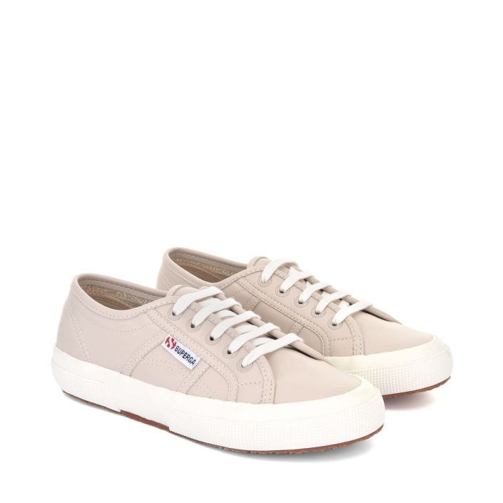 Superga Sale 2750 Vegan Faux Leather Beige White-Avorio