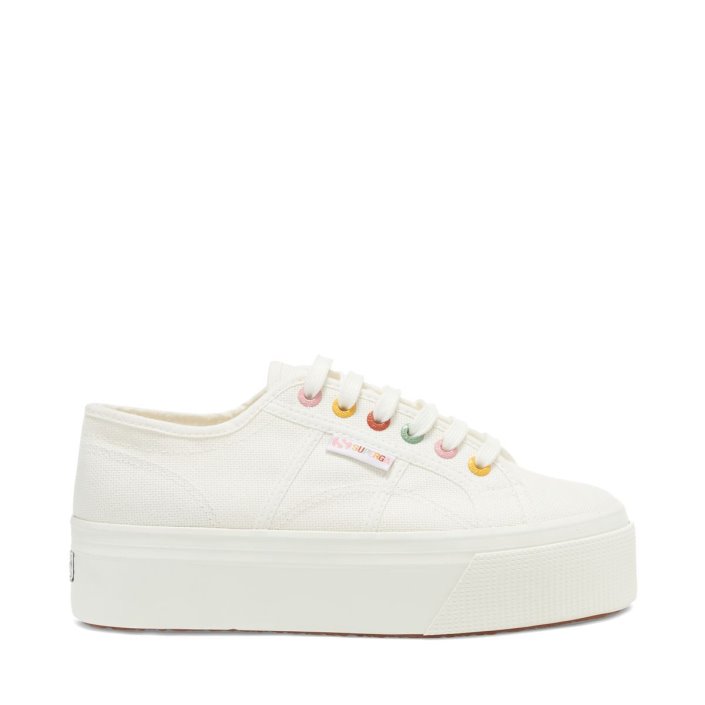 Superga Sale 2790 Rainbow Details White-Groovy Eyelets