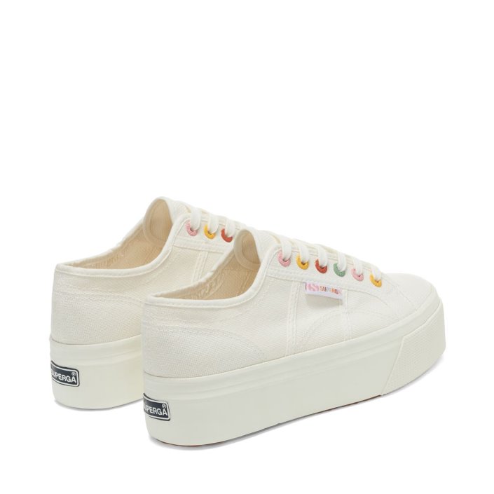 Superga Sale 2790 Rainbow Details White-Groovy Eyelets