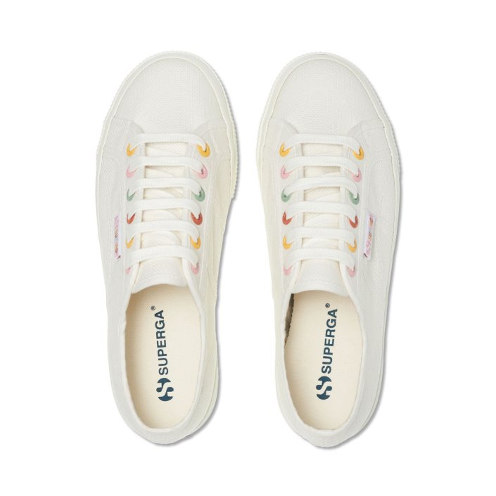 Superga Sale 2790 Rainbow Details White-Groovy Eyelets