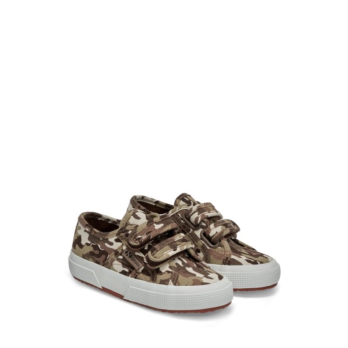 Superga Sale 2750 Kids Straps Camo Ripstop Beige Raw Camouflage