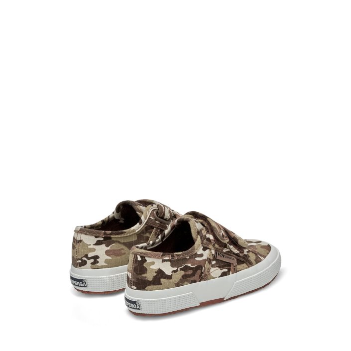 Superga Sale 2750 Kids Straps Camo Ripstop Beige Raw Camouflage
