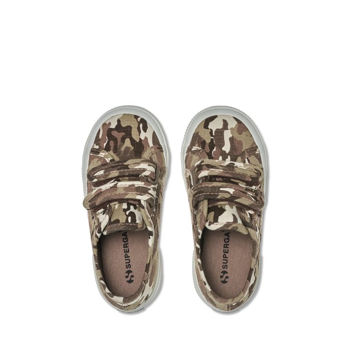 Superga Sale 2750 Kids Straps Camo Ripstop Beige Raw Camouflage