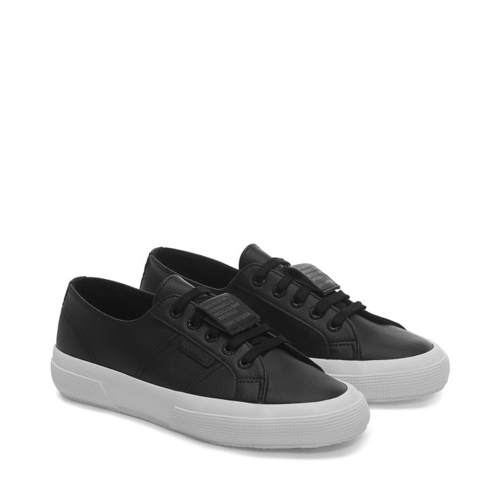 Superga Sale 2750 Grape-Based Faux Leather Black-White
