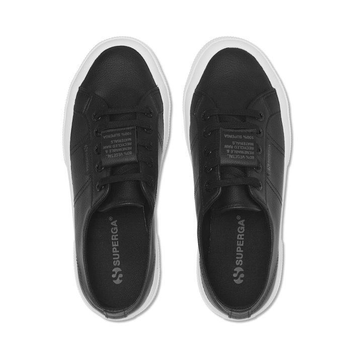 Superga Sale 2750 Grape-Based Faux Leather Black-White