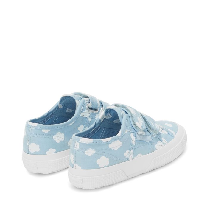 Superga Sale 2750 Kids Straps Clouds Print Lt Blue-White Clouds
