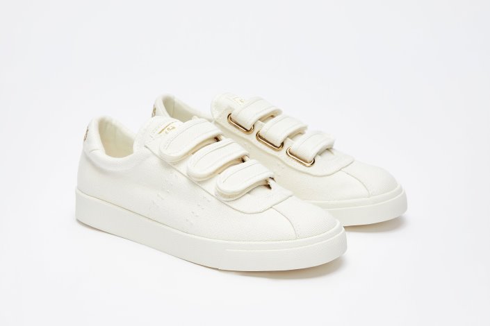 Superga Sale 2843 Club S 3Straps Cotton White-Gold-White Av