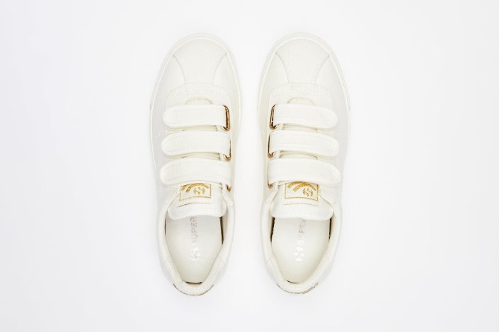 Superga Sale 2843 Club S 3Straps Cotton White-Gold-White Av
