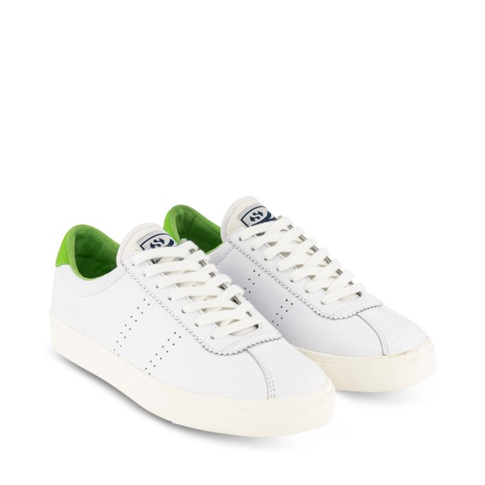 Superga Sale 2843 Club S Comfort Leather White Green Flash