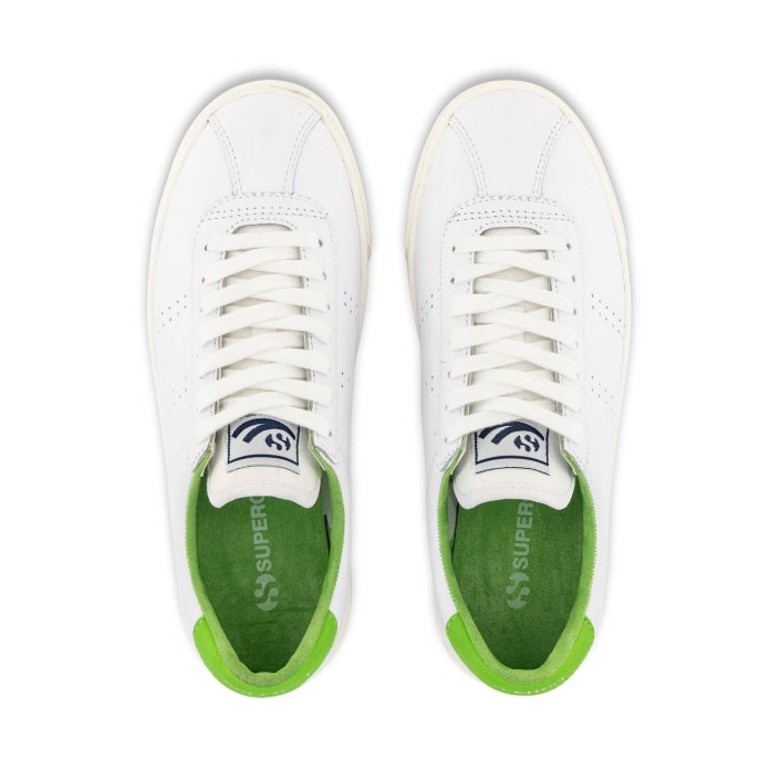 Superga Sale 2843 Club S Comfort Leather White Green Flash