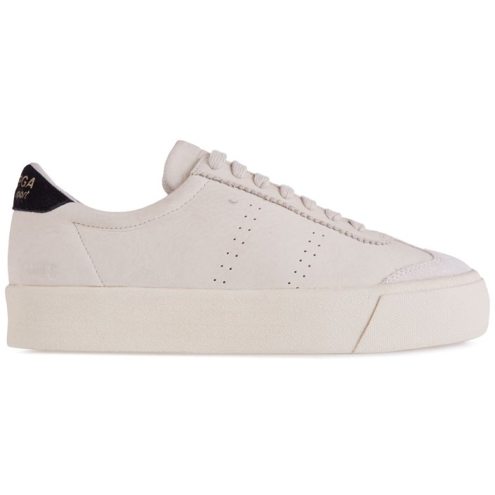 Superga Sale 2902 Club 3 Cap Tumbled Suede Beige Gesso-Black