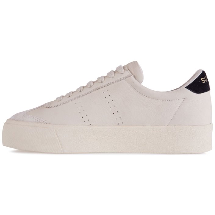 Superga Sale 2902 Club 3 Cap Tumbled Suede Beige Gesso-Black