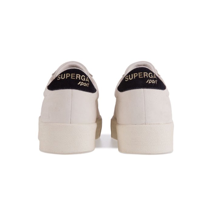Superga Sale 2902 Club 3 Cap Tumbled Suede Beige Gesso-Black