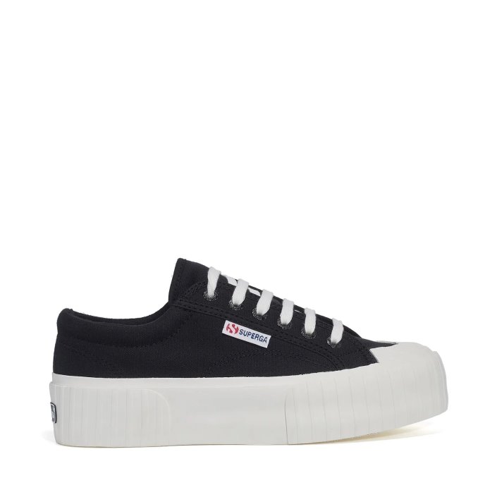 Superga Sale 2631 Stripe Platform Black White