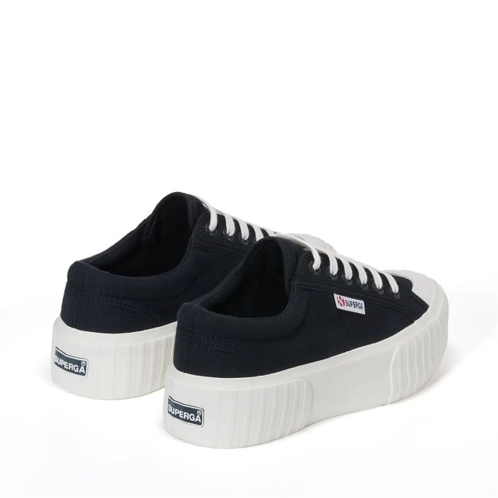 Superga Sale 2631 Stripe Platform Black White