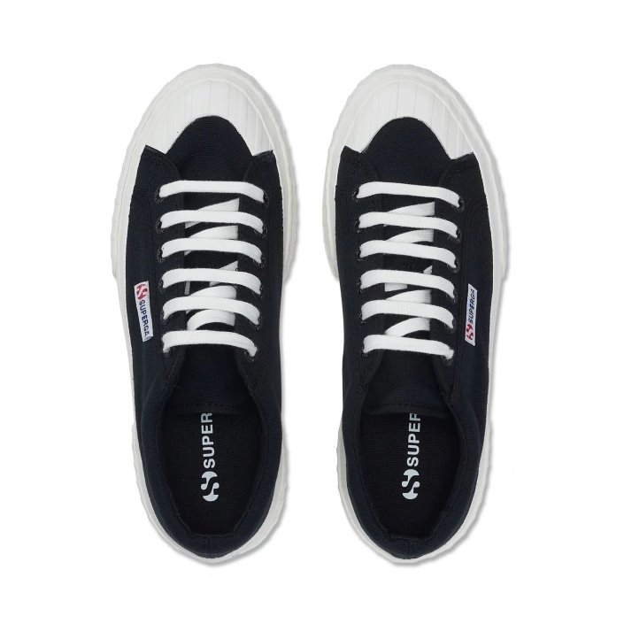 Superga Sale 2631 Stripe Platform Black White
