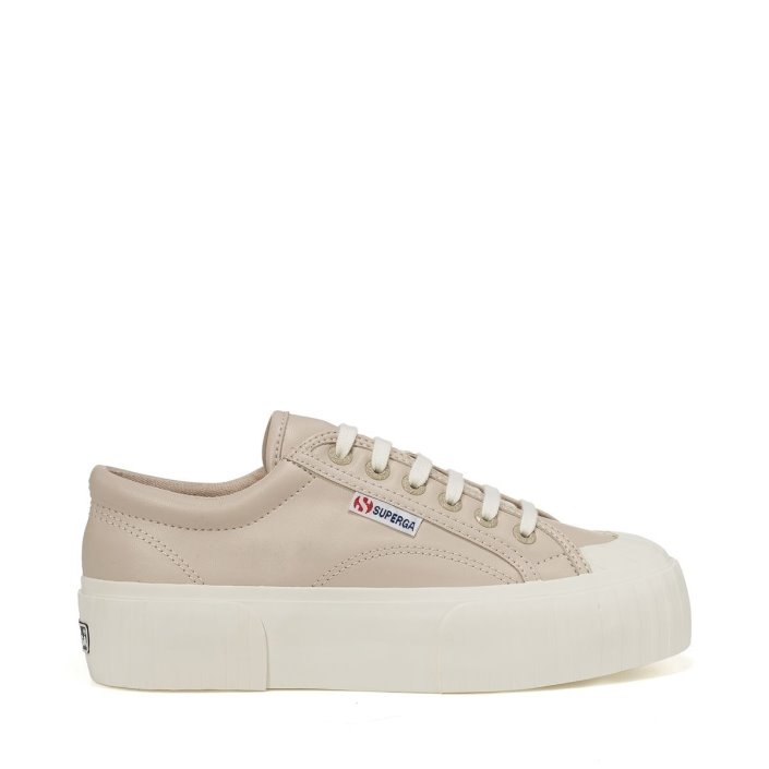 Superga Sale 2631 Stripe Platform Vegan Fau Beige White