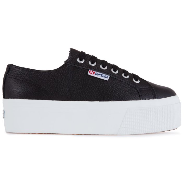 Superga Sale 2790 Tumbled Leather Black-White