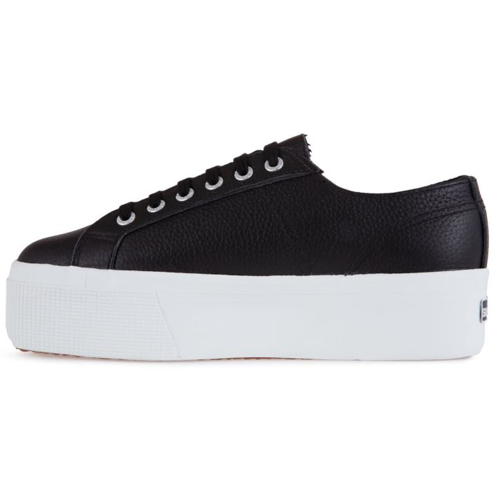 Superga Sale 2790 Tumbled Leather Black-White