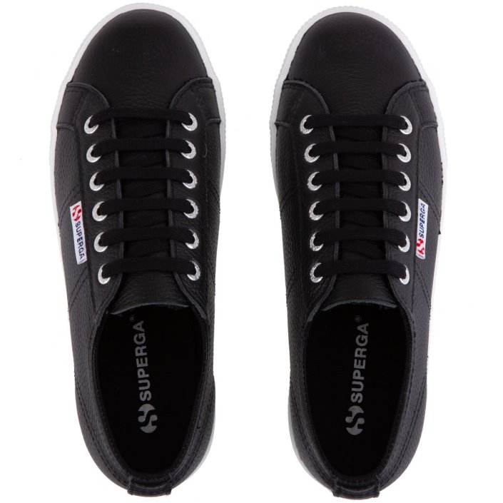 Superga Sale 2790 Tumbled Leather Black-White