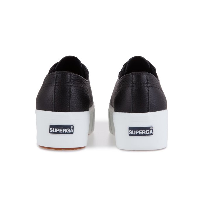 Superga Sale 2790 Tumbled Leather Black-White