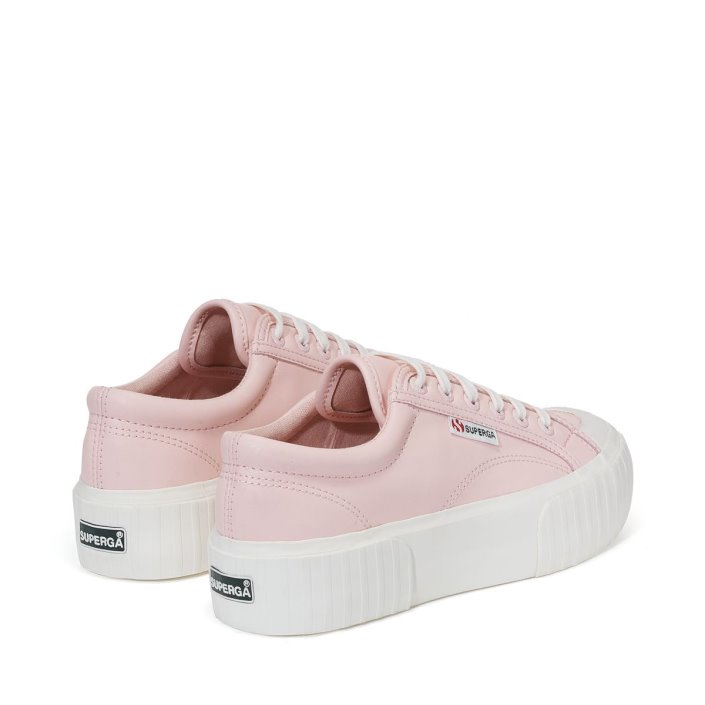 Superga Sale 2631 Stripe Platform Vegan Pink White