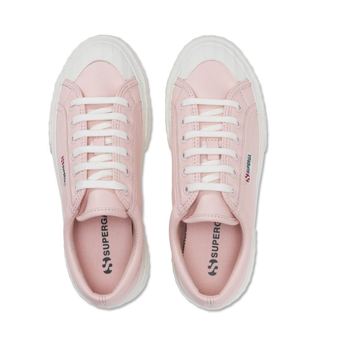 Superga Sale 2631 Stripe Platform Vegan Pink White