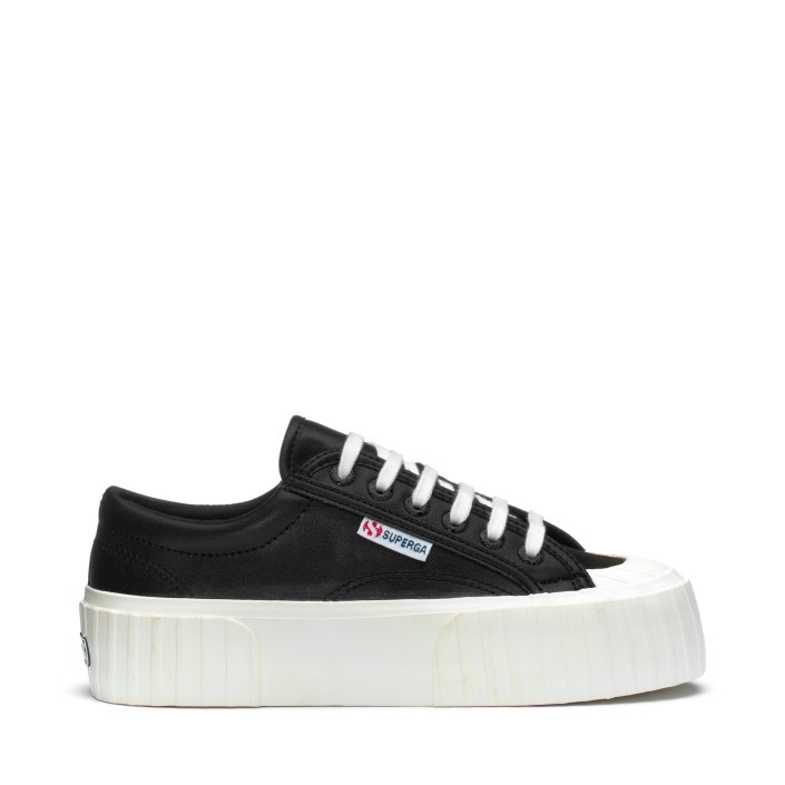 Superga Sale 2631 Stripe Platform Vegan Fau Black-White