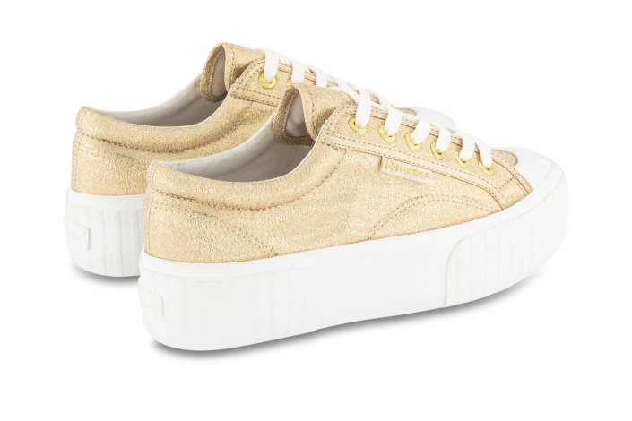 Superga Sale 2631 Stripe Platform Lame Yellow Gold