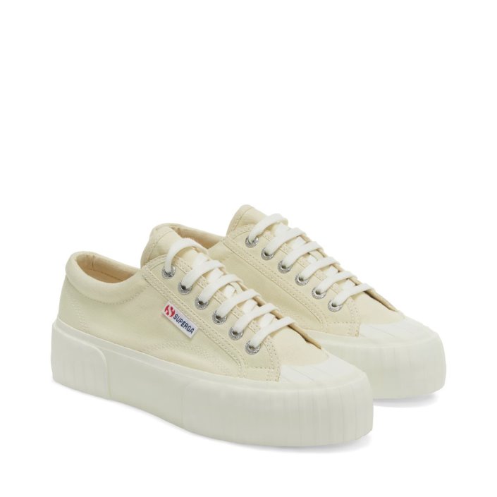 Superga Sale 2631 Stripe Platform Beige Lt Eggshell