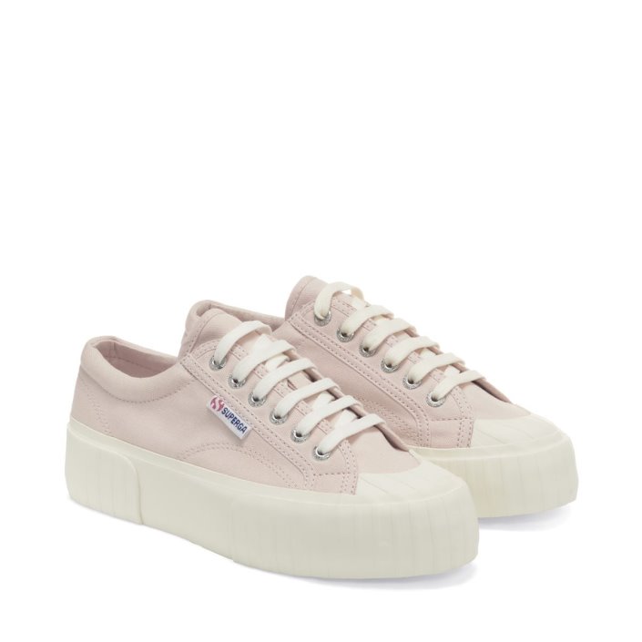 Superga Sale 2631 Stripe Platform Pink Almond