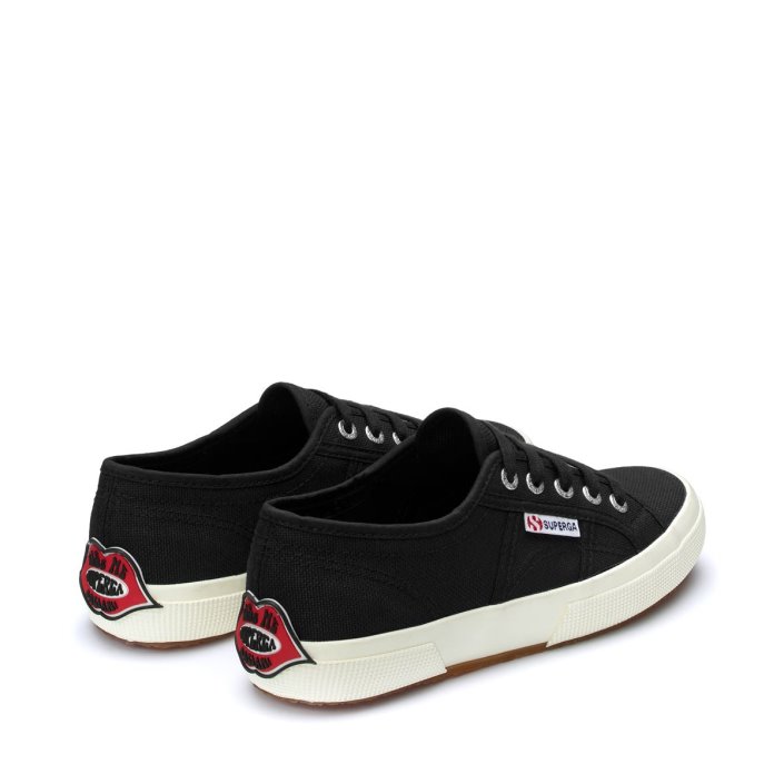 Superga Sale 2750 Multicolor Logo Black-Red Lips-Black