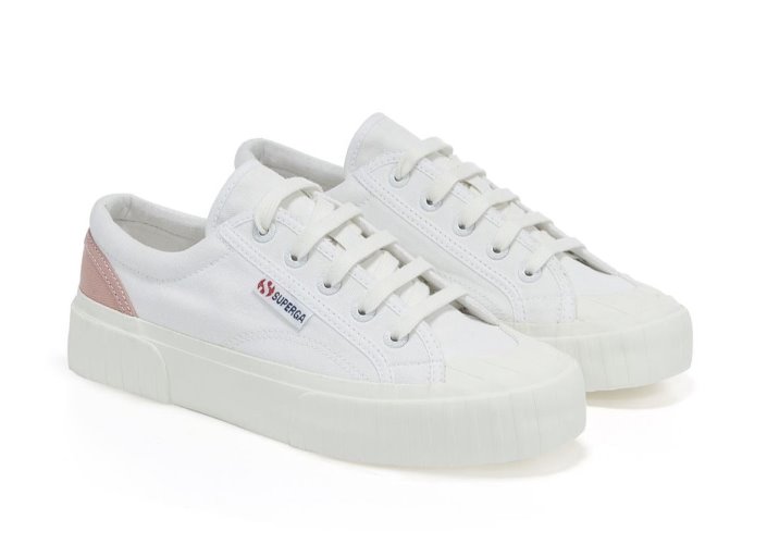 Superga Sale 2630 Stripe Padded White-Pink Dusty