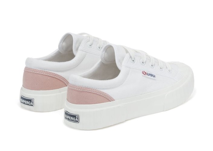Superga Sale 2630 Stripe Padded White-Pink Dusty