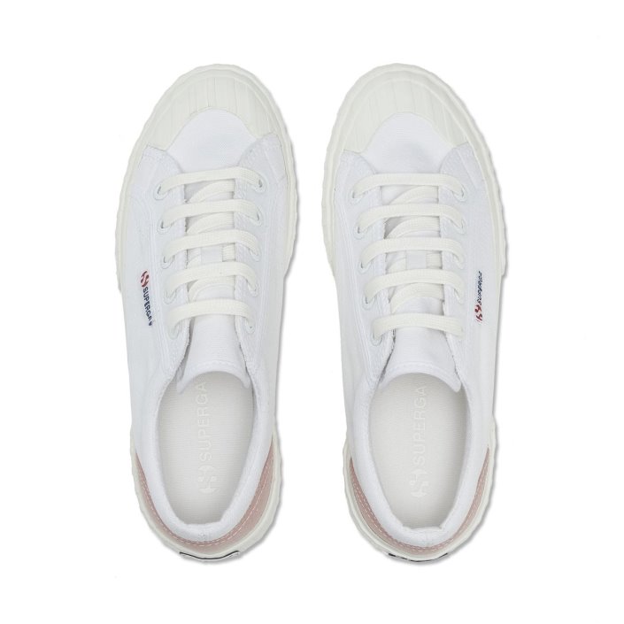 Superga Sale 2630 Stripe Padded White-Pink Dusty
