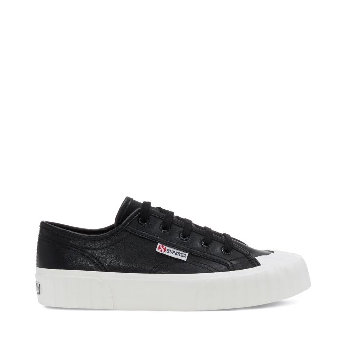 Superga Sale 2630 Stripe Vegan Faux Leather Black-White