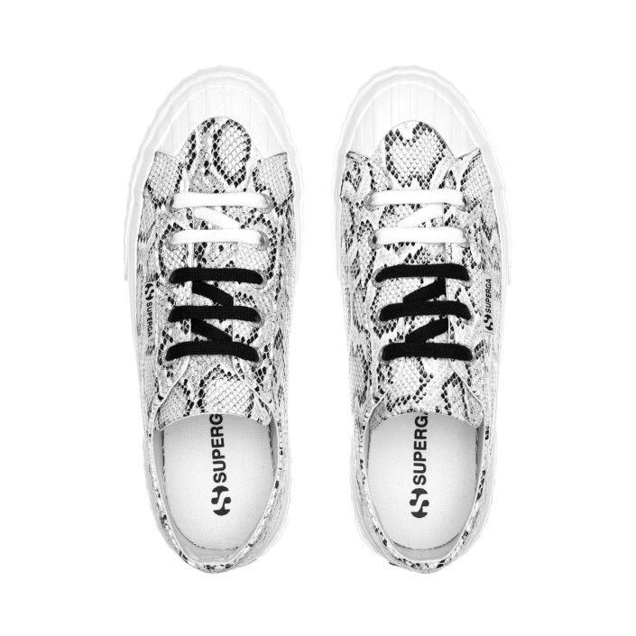 Superga Sale 2630 Stripe Snake White Black Snake